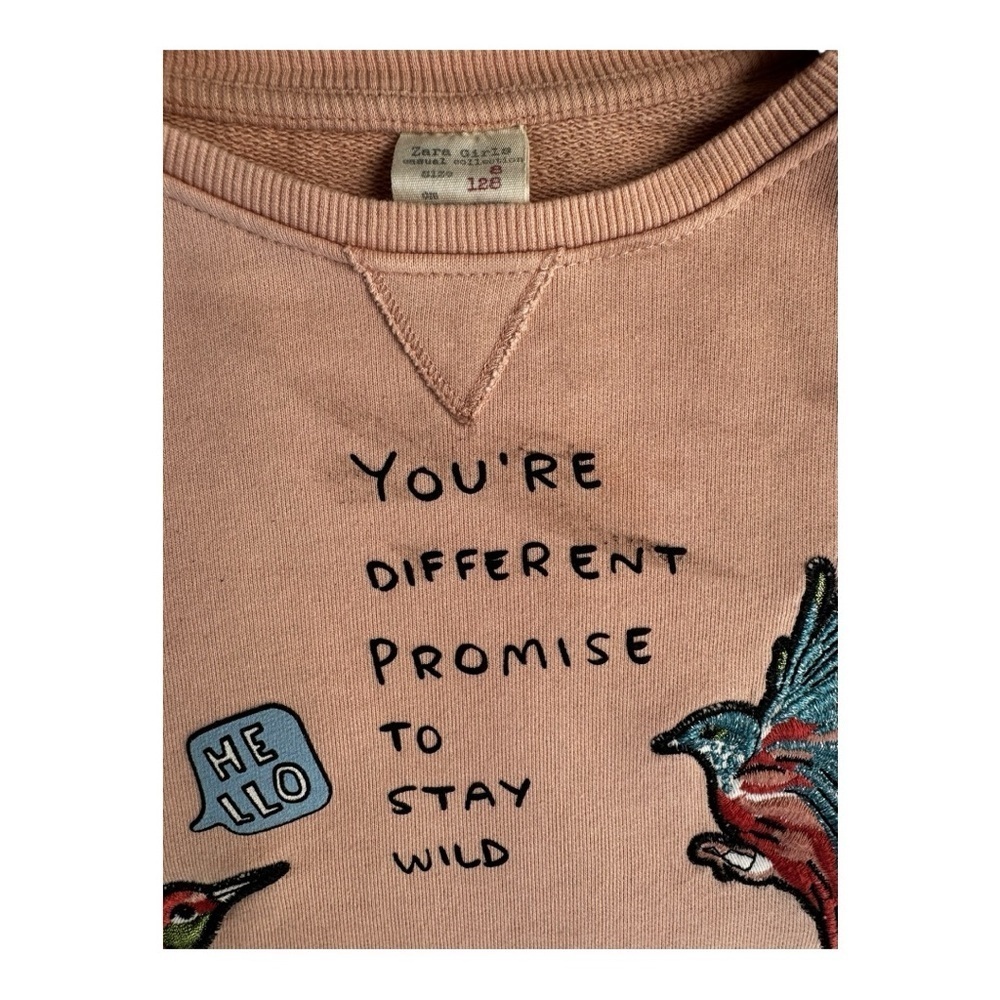 Zara Kids Cream Graphic Sweatshirt with Birds - Picture 3 of 4